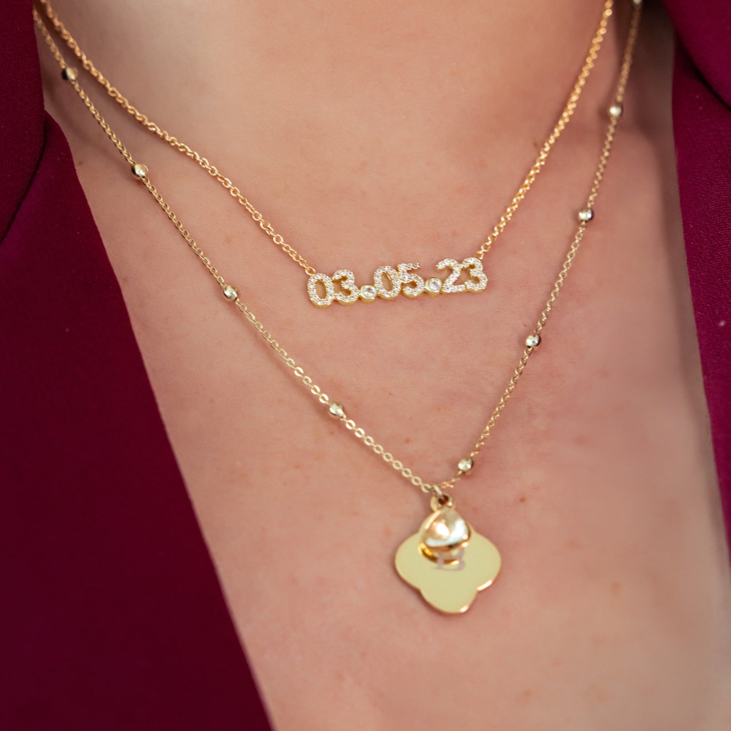 INITIAL BIRTHSTONE NECKLACE (SILVER)