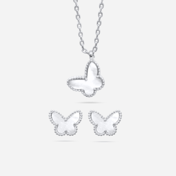 PEARL BUTTERFLY SET (SILVER) - Cloudbox Gifting