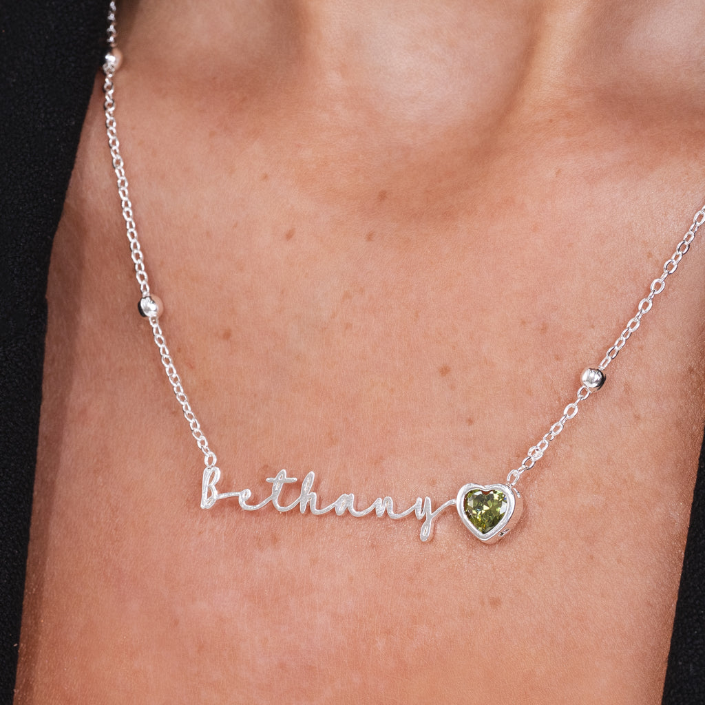 AUTOGRAPH BIRTHSTONE NECKLACE (SILVER)