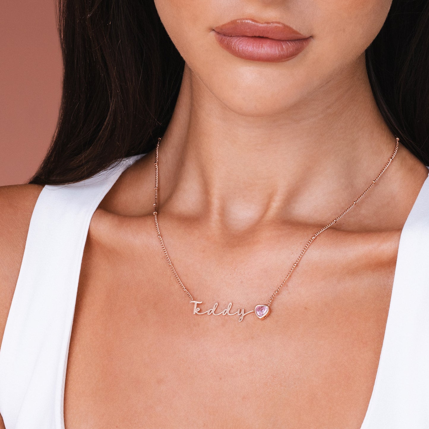 AUTOGRAPH BIRTHSTONE NECKLACE (ROSE GOLD)