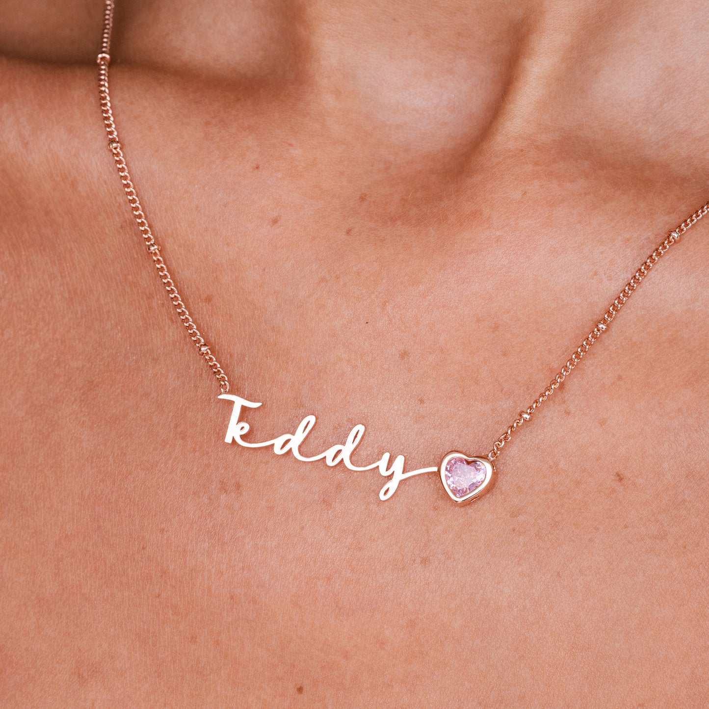 AUTOGRAPH BIRTHSTONE NECKLACE (ROSE GOLD)