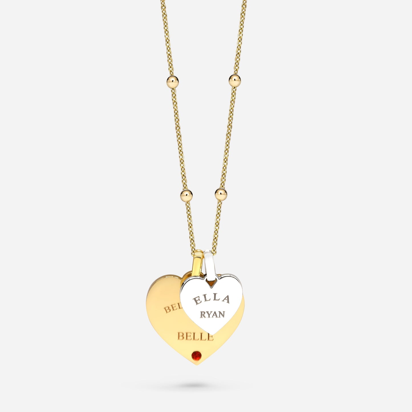 DOUBLE HEART TOKEN NECKLACE (GOLD)