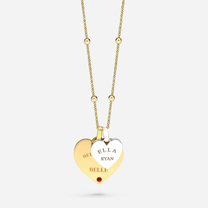 DOUBLE HEART TOKEN NECKLACE (GOLD)