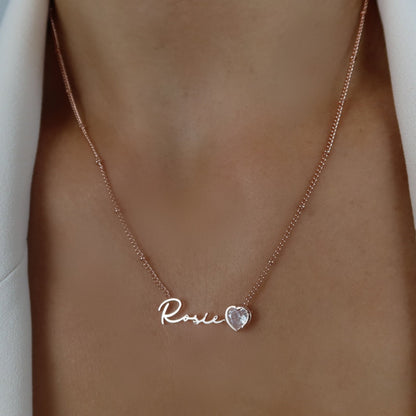 AUTOGRAPH BIRTHSTONE NECKLACE (ROSE GOLD)