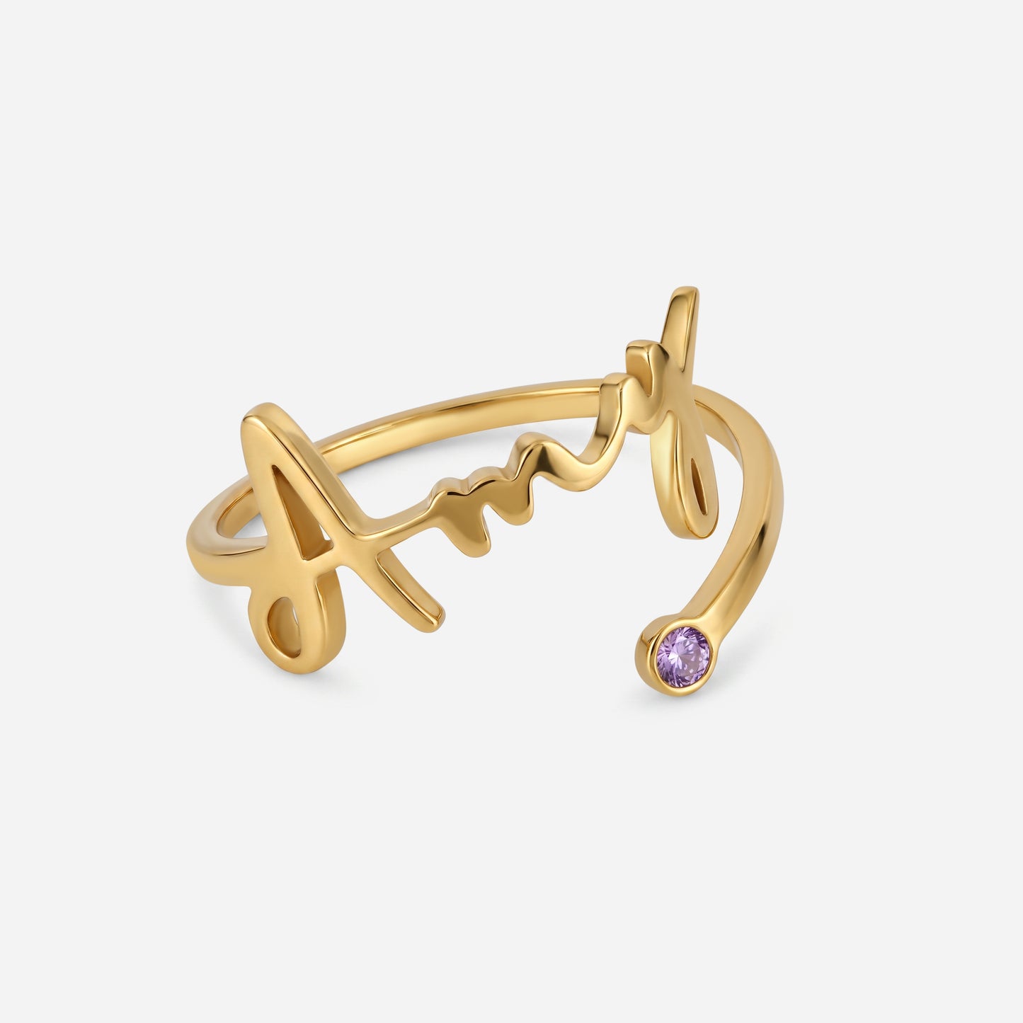 Script birthstone ring