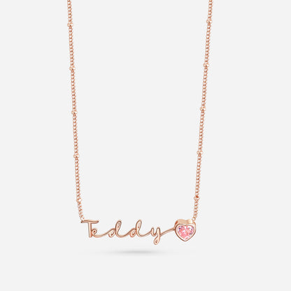 AUTOGRAPH BIRTHSTONE NECKLACE (ROSE GOLD)