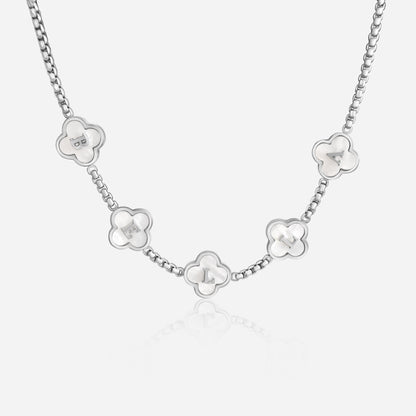 CLOVER PEARL NECKLACE (silver)