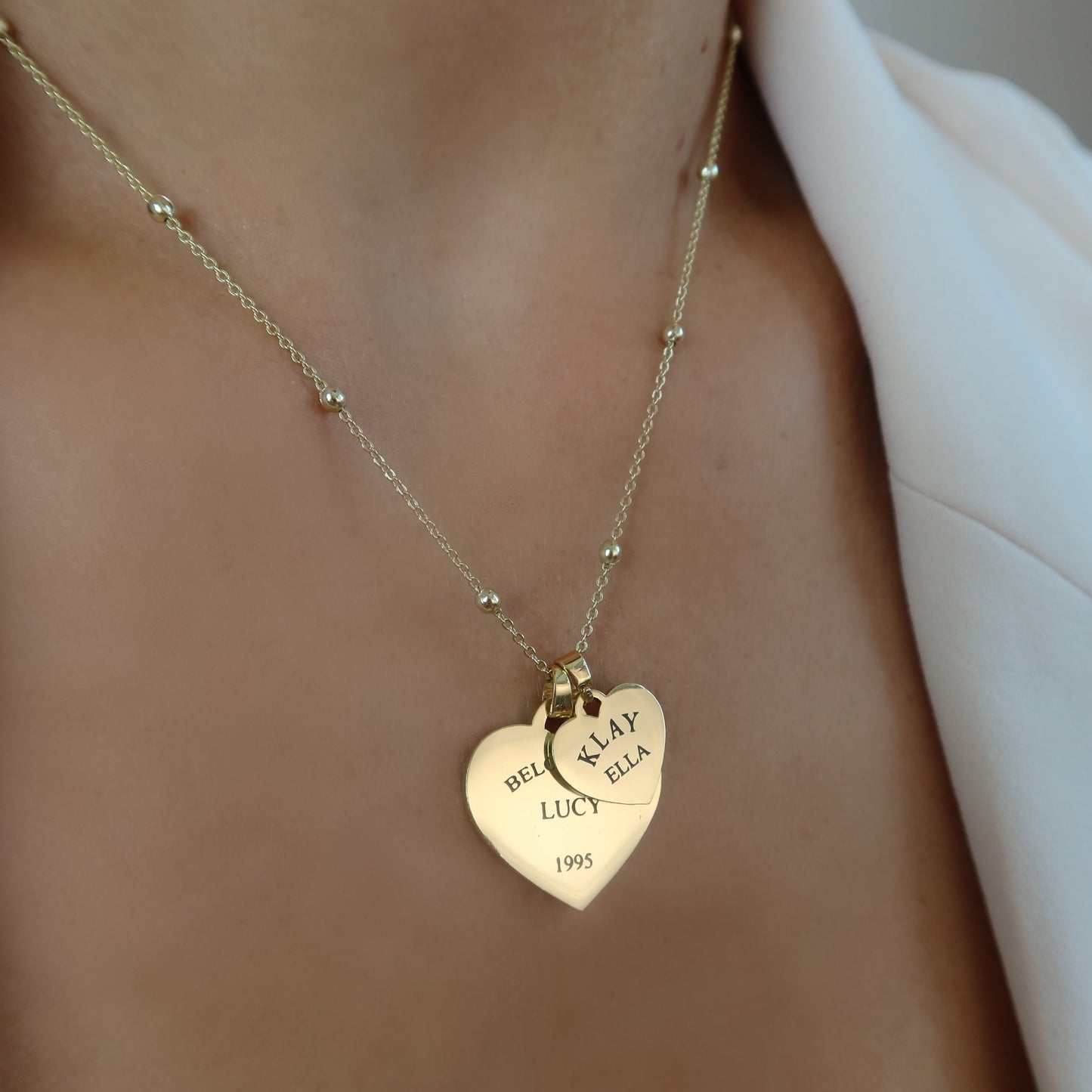 HEART DOUBLE NECKLACE (GOLD)