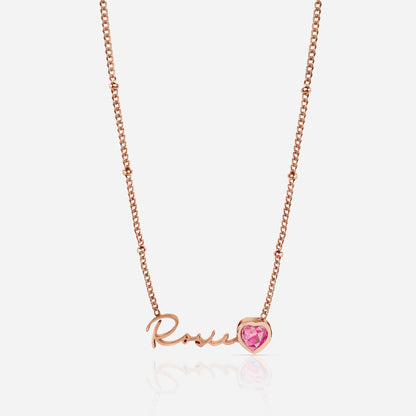 AUTOGRAPH BIRTHSTONE NECKLACE (ROSE GOLD)