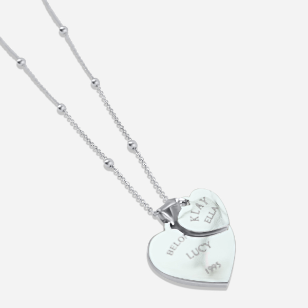 HEART DOUBLE NECKLACE (SILVER)