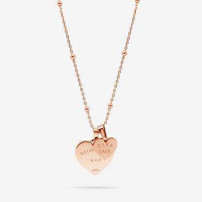 DOUBLE HEART TOKEN NECKLACE (Rose)