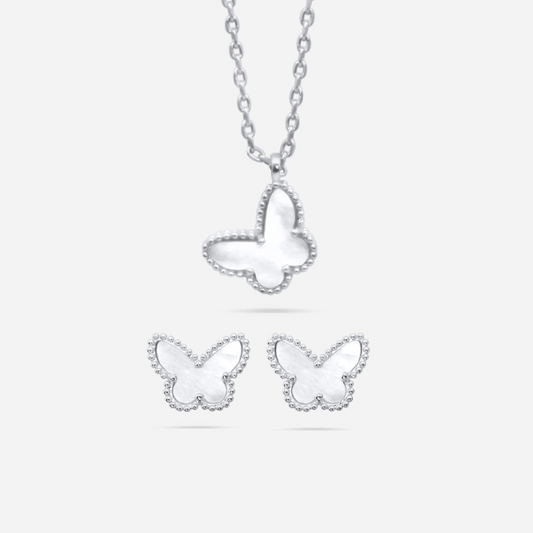 PEARL BUTTERFLY SET (SILVER)