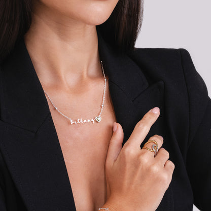 AUTOGRAPH BIRTHSTONE NECKLACE (SILVER)