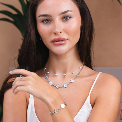 CLOVER PEARL BRACELET (silver)
