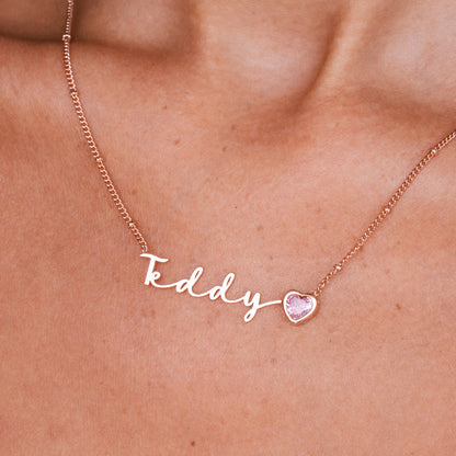 AUTOGRAPH BIRTHSTONE NECKLACE (ROSE GOLD)