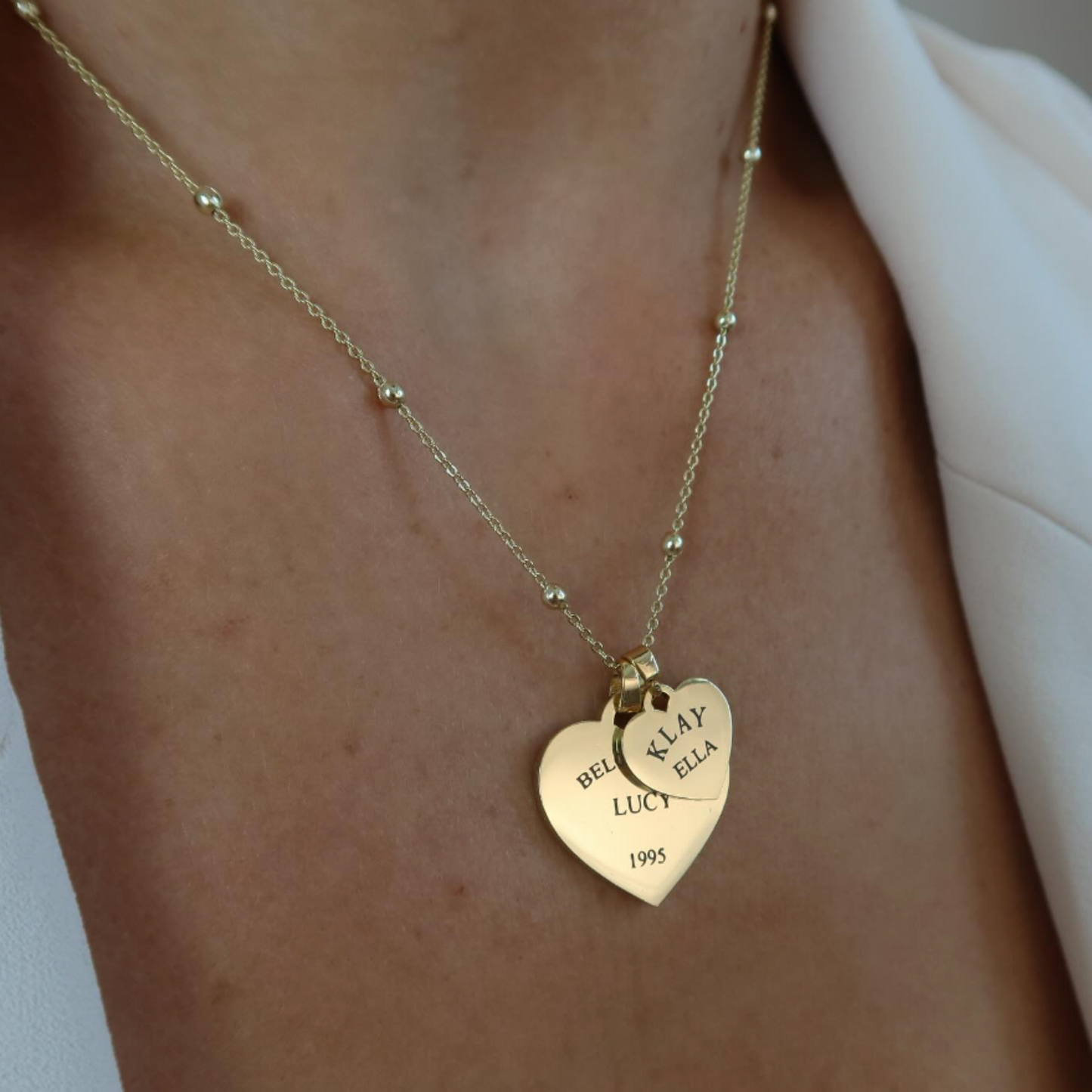 HEART DOUBLE NECKLACE (GOLD) - Cloudbox Gifting