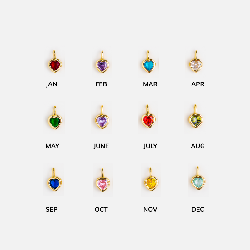 HEART BIRTHSTONE CHARMS